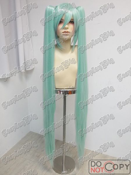   long LIGHT GREEN 2 PONYTAILS VOCALOID MIKU APPEND cosplay WIG  