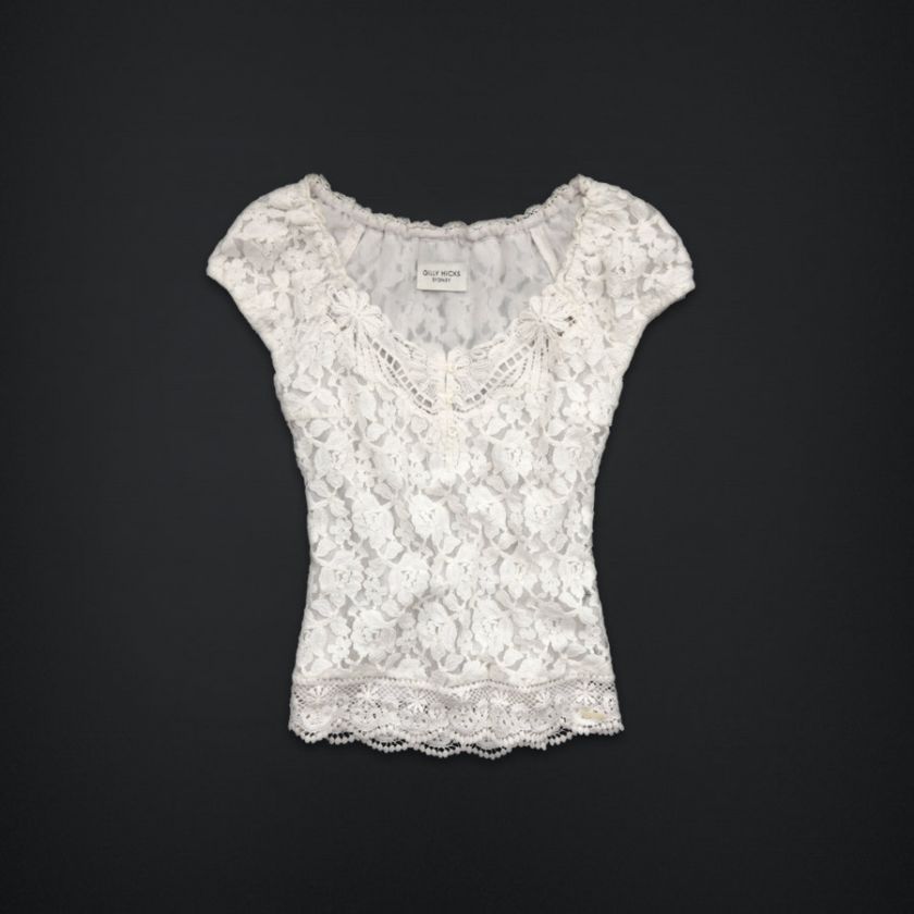 Gilly Hicks Abercrombie & Fitch Point Piper Floral Lace Top Blouse 