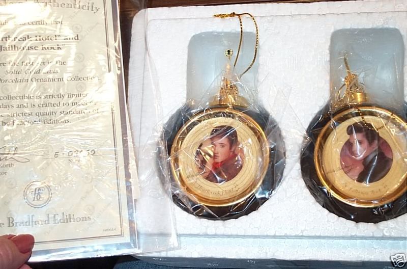 Bradford Set Of 2 Heartbreak Jailhouse Elvis Ornaments  