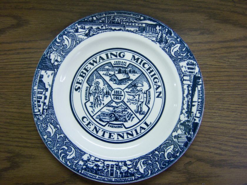 SEBEWAING MICHIGAN CENTENNIAL COMMEMORATIVE PLATE 1853/1953  