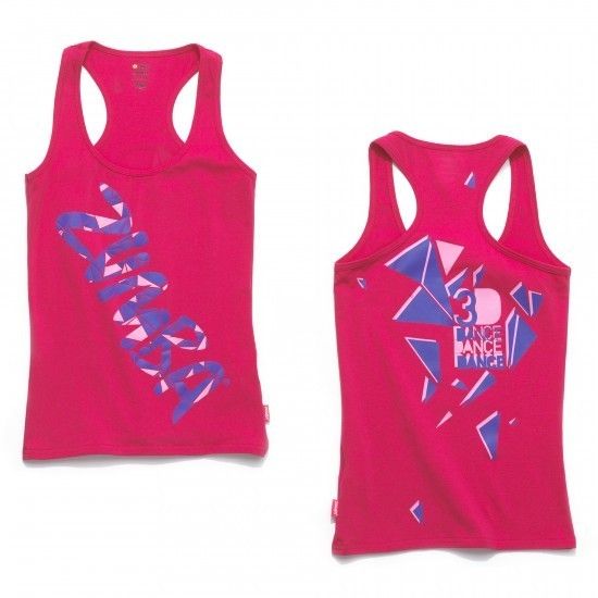 Zumba 3D Racerback Raspberry Tank Top T Shirt  