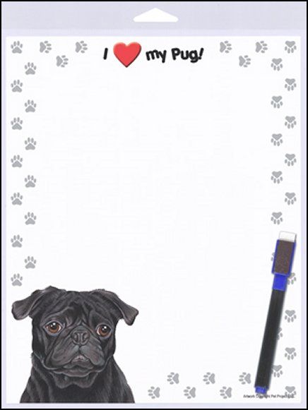 Pug (black) 8x10 Magnetic Memo Board w/Marker  