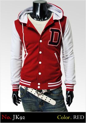   THELEES Mens Embroidered & Applique Varsity Baseball Jacket Jumper RED