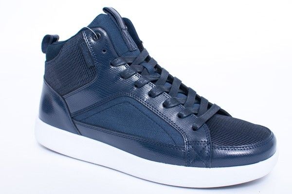 NEW MENS CADILLAC SPOKE MESH 4 NAVY BLUE WHITE LEATHER SNEAKERS SHOES 