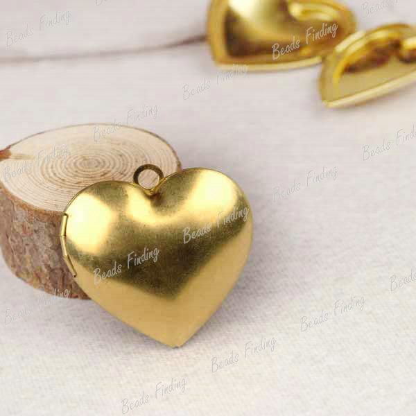 3pcs Hearts Love Brass Pendants Photo Locket Gold Wholesale Free Ship 