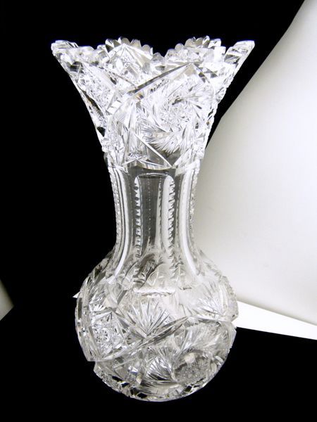 American Brilliant Cut Vase Crystal 10.5 Beautiful  