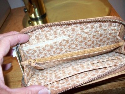 Fossil Sutter Zip Around Cutch Wallet Camel Leather  