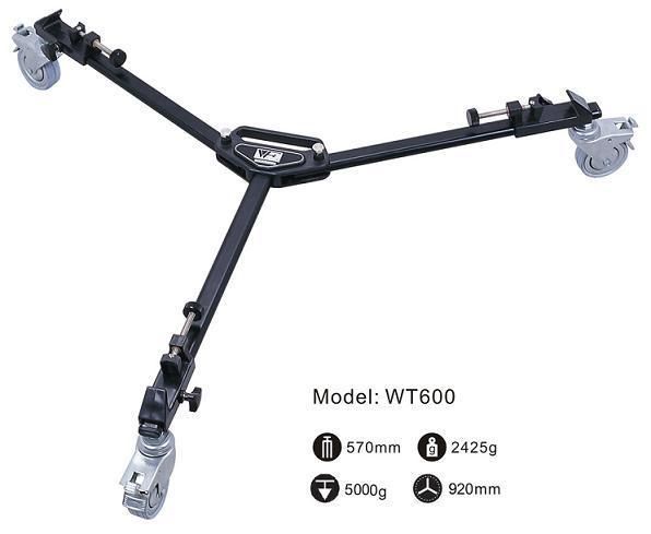 WT600 Photo Tripod Folding Wheel Dolly Load 50Kg/110LB  