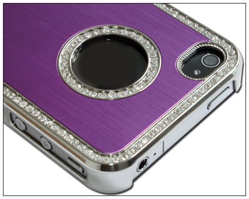 Purple Luxury Bling Rhinestone Hard Case Cover for iPhone 4 4S 4G 