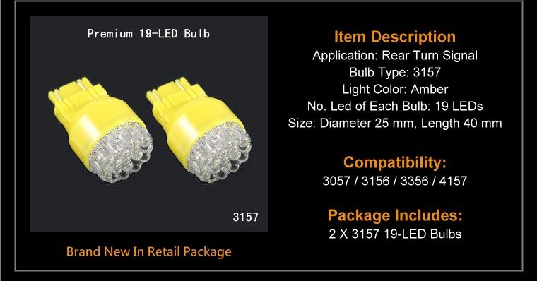 AMBER 3157 3057 19 LED REAR TURN SIGNAL LIGHT BULBS #b  