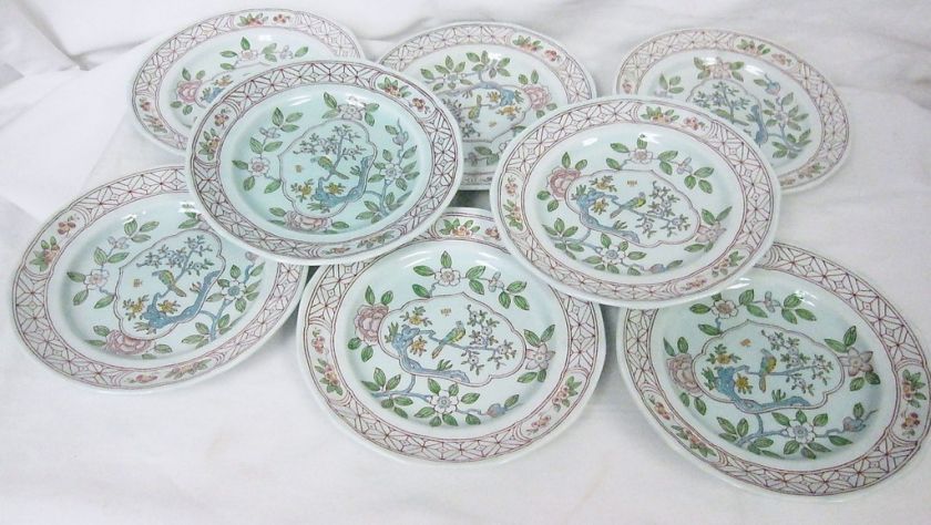 ADAMS CHINA ENGLISH IRONSTONE SINGAPORE BIRD PATTERN 8 BREAD & BUTTER 