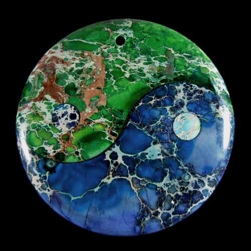 Yin and Yang diagram sea sediment Jasper Pendant Bead stone e1248 