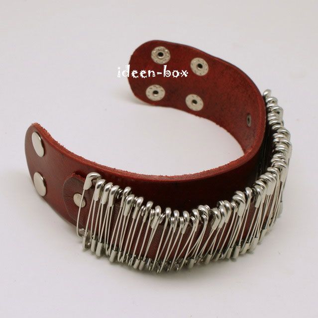 Leder Armband mit Sicherheitsnade​l Punk Rock Gothic  