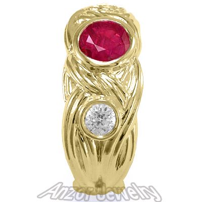 Mens Genuine Ruby And Diamond Ring 18k Solid Yellow Gold Sizes 7to 13 