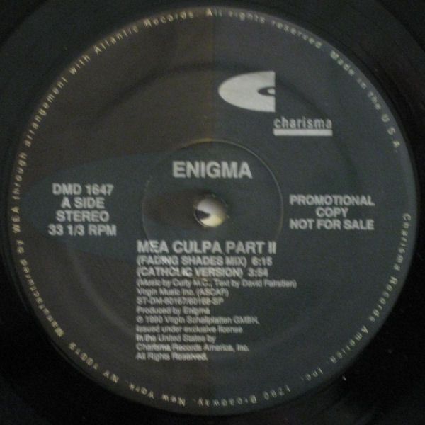 ENIGMA mea culpa part ii 12 Promo Label DMD 1647 VG  