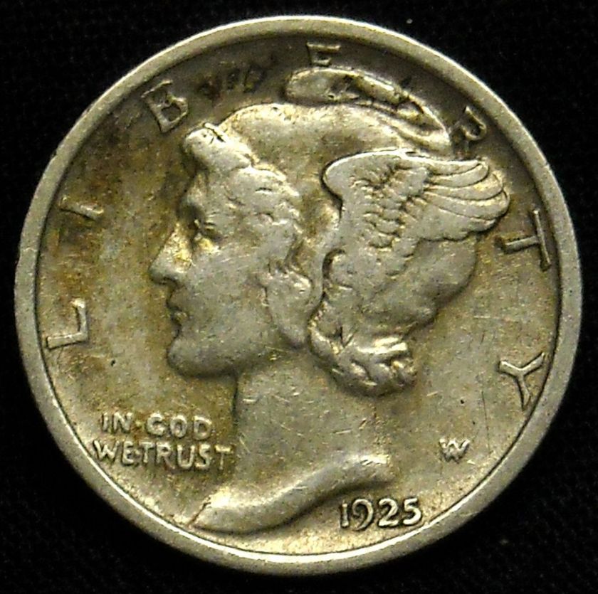 1925 D SILVER MERCURY DIME XF i423  