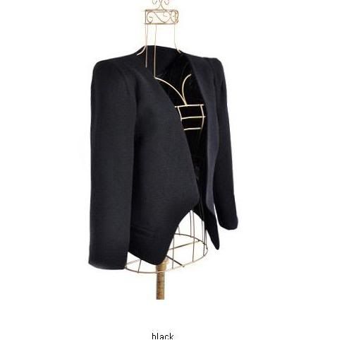 SHRUG SHOULDER PAD 3/4 SLEEVE JACKET BLAZER Red Black  