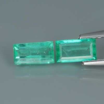 Natural Gem 0.73ct 2pcs 6.1x3.4mm Matching Pair Baguette Green Emerald 