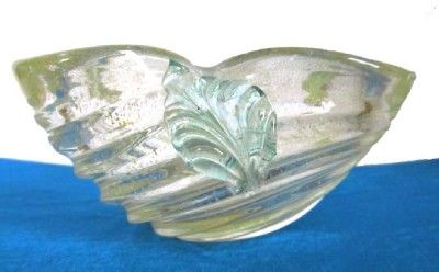 Vintage Murano Gold Dust Aventurine & Clear Swirl ART GLASS BOWL 