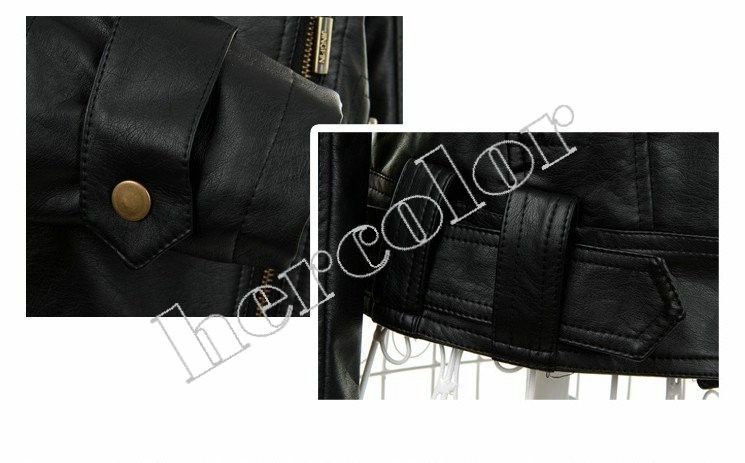 2011 NEW Fashion Women PU Leather Epaulet Slim Jacket Coat  