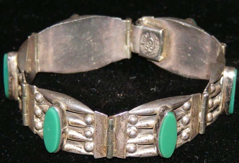 Vintage Hinged Hecho en Mexico Plata 925 JB Sterling Bracelet with 6 