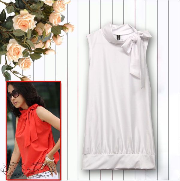 2011 Summer New Career Stylish Bow Tank Shirt Blouse  