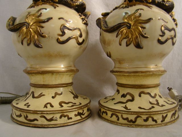 Pair (2) Antique MEISSEN PORCELAIN Old 3 D Figural ORIENTAL DRAGON 