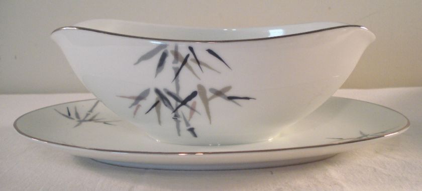 Noritake China 2133 Bamboo Platinum Gravy Boat Bowl  