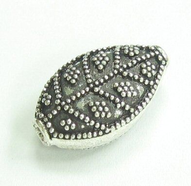 1x STR Silver Handcrafted LEAF Focal Teardrop Bead 22mm  