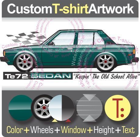 Custom T shirt for Toyota Te72 Sedan SR5 corolla Fans  