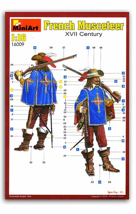 17th Century FRENCH MUSKETEER  1/16 MiniArt Kit #16009 NEW  