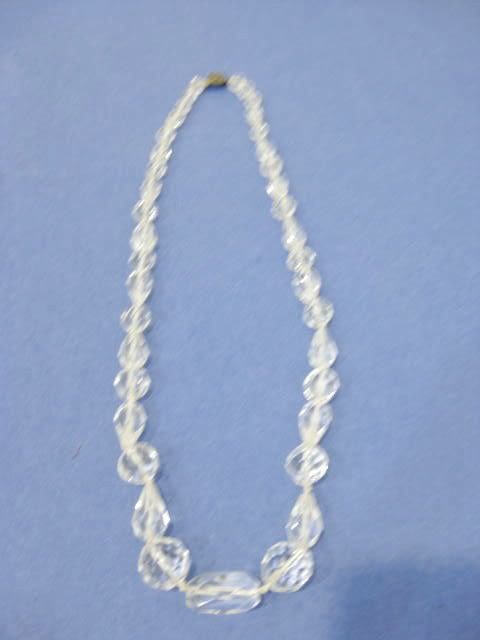 vtg 30s 40s Large Clear Cut Glass Necklace  