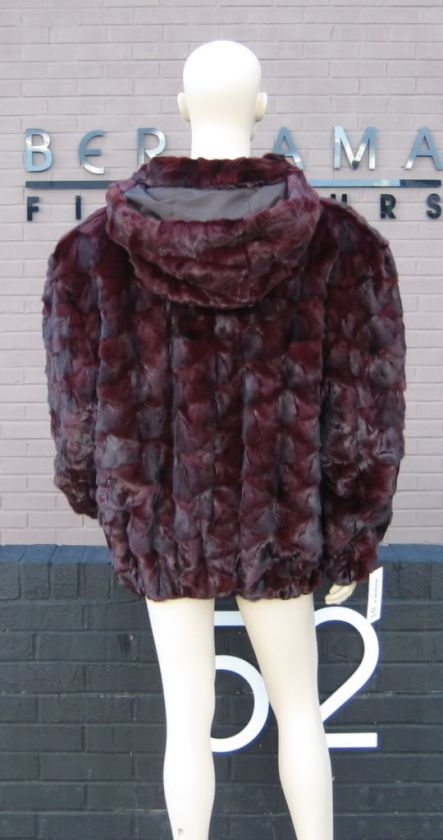 55523 New Mens Red Burgundy Mink Fur Bomber Jacket Parka Stroller Coat 