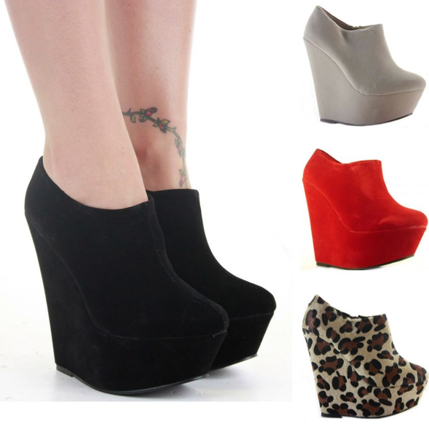 Ladies Wedge Shoes Booties Wedges Evening High Heel Platform Ankle 