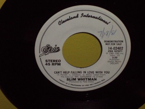 SLIM WHITMAN Cant Help Falling In Love 81 PROMO 45  