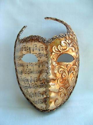 Si Lucia Roman Face Cut Out Music/Gold Stucco Mask  