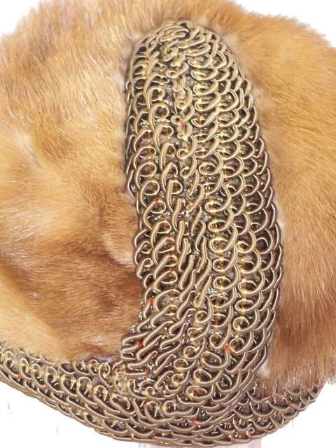 Vintage Autumn Haze Mink Hat Fab Soutache 1950S  