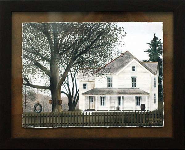 Gramdmas Hous by Billy Jacobs Winter Landscape Framed  