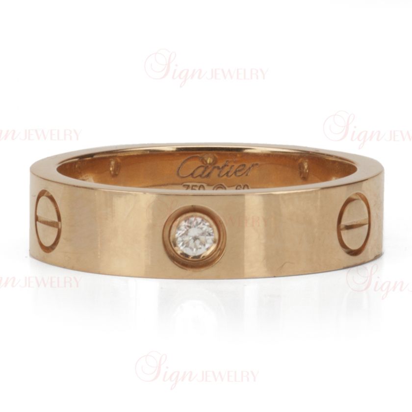 CARTIER Love 18k Rose Gold Diamond Wedding Band Ring  