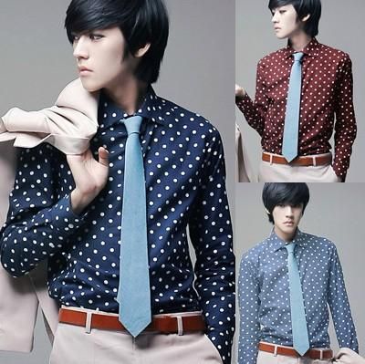   dot casual shirts Punk style long sleeve shirts tops 4color  