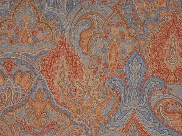 Orange Paisley Microfiber Suede Drape Upholstery Fabric  