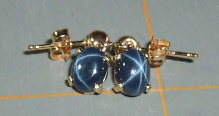 7ct Blue STAR Sapphire Stud Dangle 14K Earrings CERT  