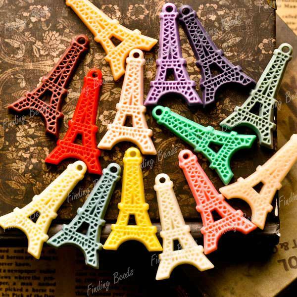 wholesale fashion Resin Eiffel Tower Pendants Assorted flatback 