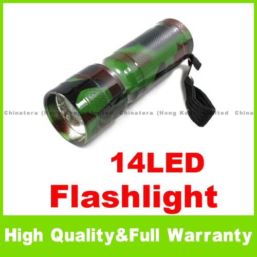 Camouflage Flashlight 14 LED Hand Torch Lamp Camping  