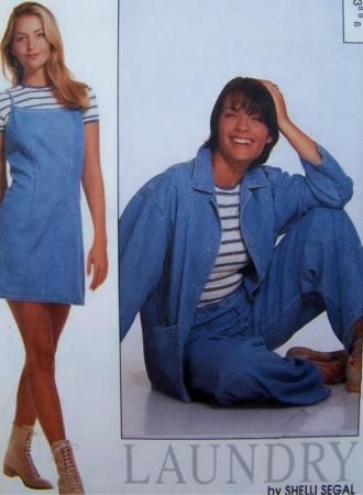 VTG 80s LAUNDRY Denim Slip Dress T Shirt Jacket Pants Pattern S10 14 