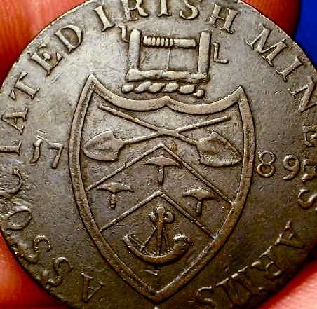 EXCELLENT OLD IRISH 1789 DRUIDIAN COLONIAL HALFPENNY RARE COIN  