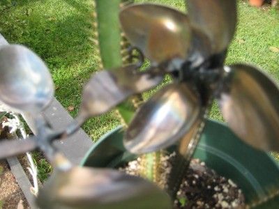 HUMMINGBIRD & FLOWER HANDMADE UTENSIL WELDED SCULPTURE  