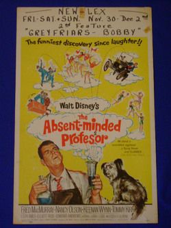 VINTAGE DISNEY MOVIE POSTER THE ABSENT MINDED PROFESSOR  