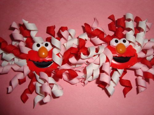 Toddler Girl KORKER VALENTINES DAY ELMO hair bow  