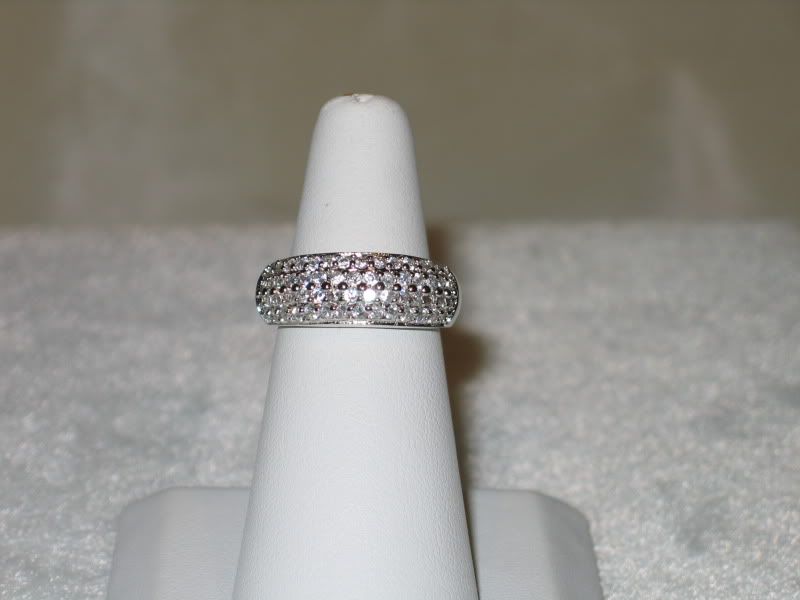 Sterling Silver CZ Pave Setting Ladies Band Ring  